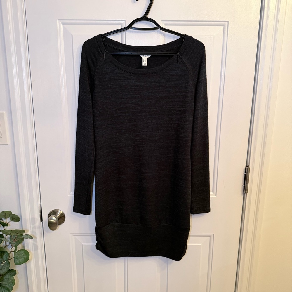 Thyme Maternity Dark Green & Black Long Sleeve Top - Nursing Top